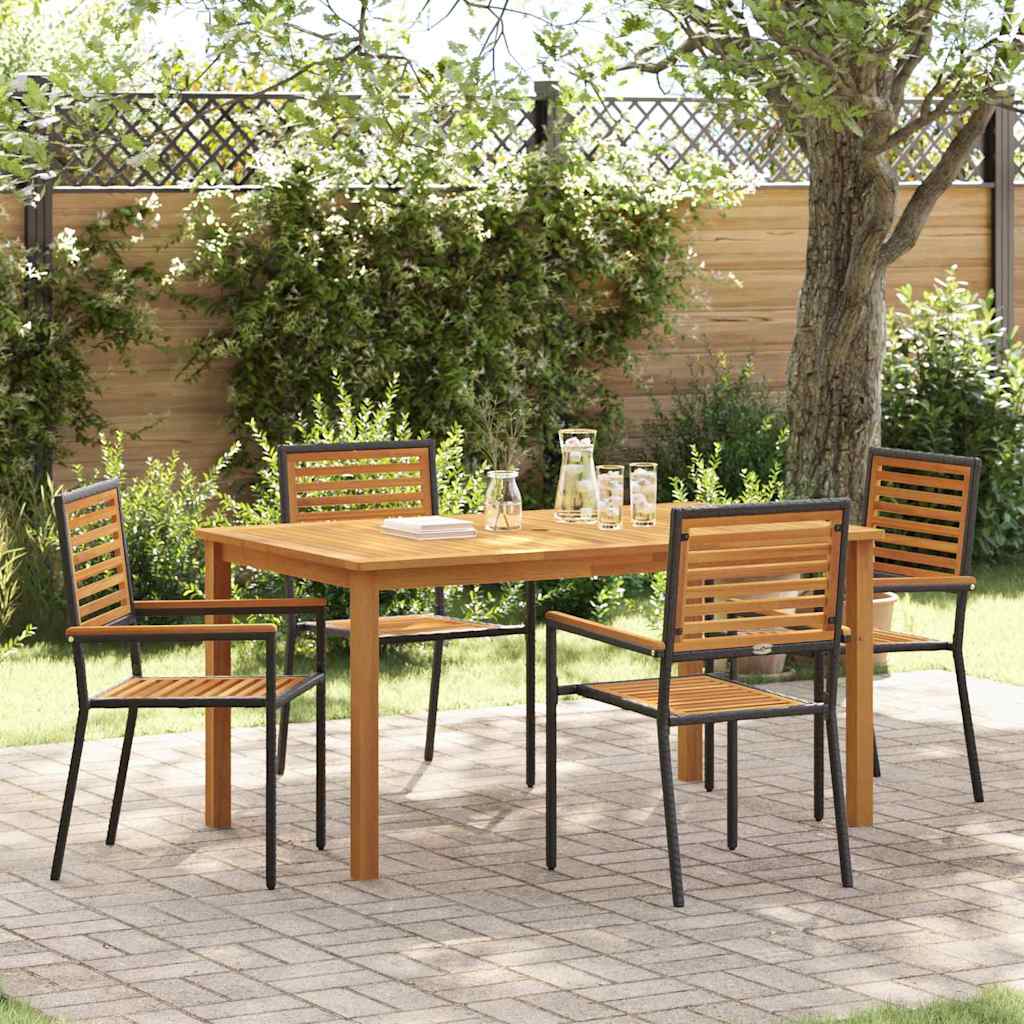 Hage Spisegruppe 5 pcs Svart Solid akasietre vidaXL