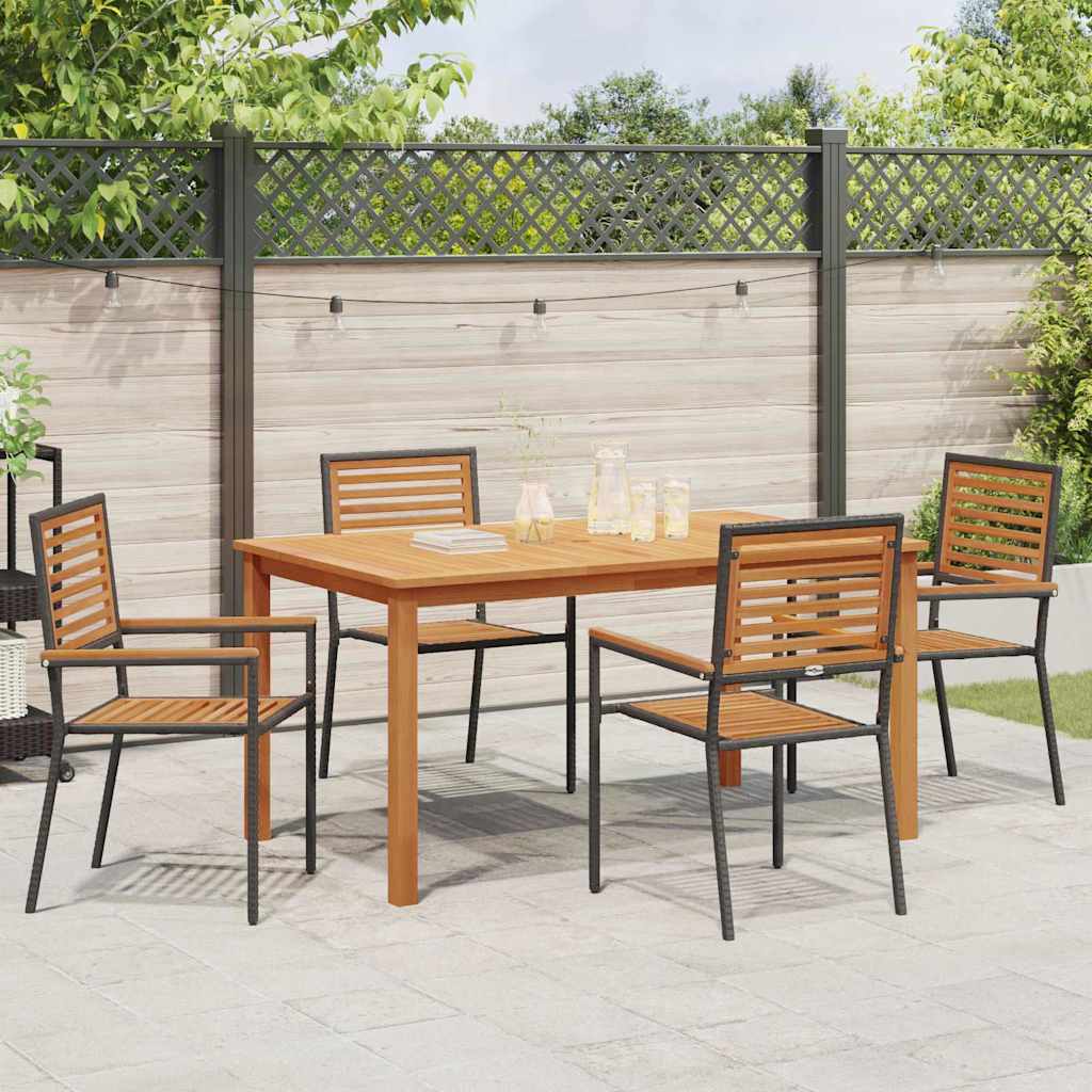 Hage Spisegruppe 5 pcs Svart Solid akasietre vidaXL