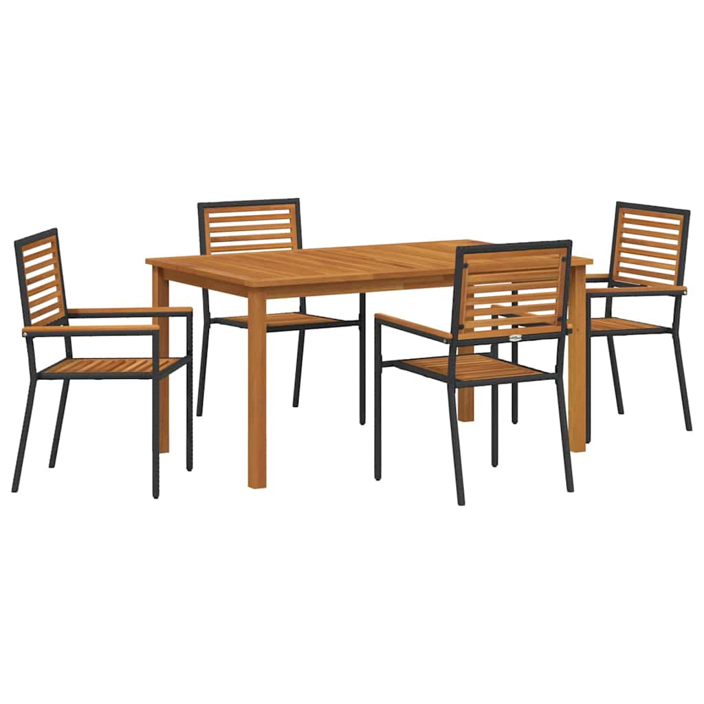 Hage Spisegruppe 5 pcs Svart Solid akasietre vidaXL