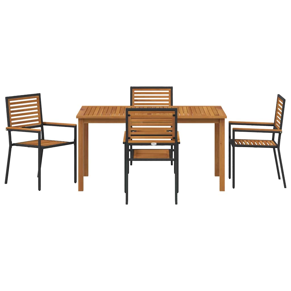 Hage Spisegruppe 5 pcs Svart Solid akasietre vidaXL