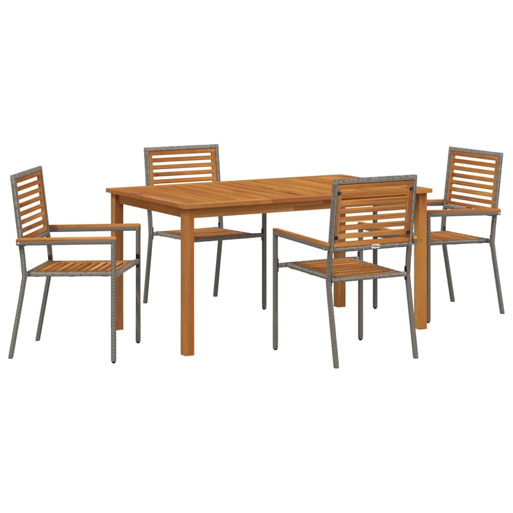 Hage Spisegruppe 5 pcs Grå Solid akasietre vidaXL