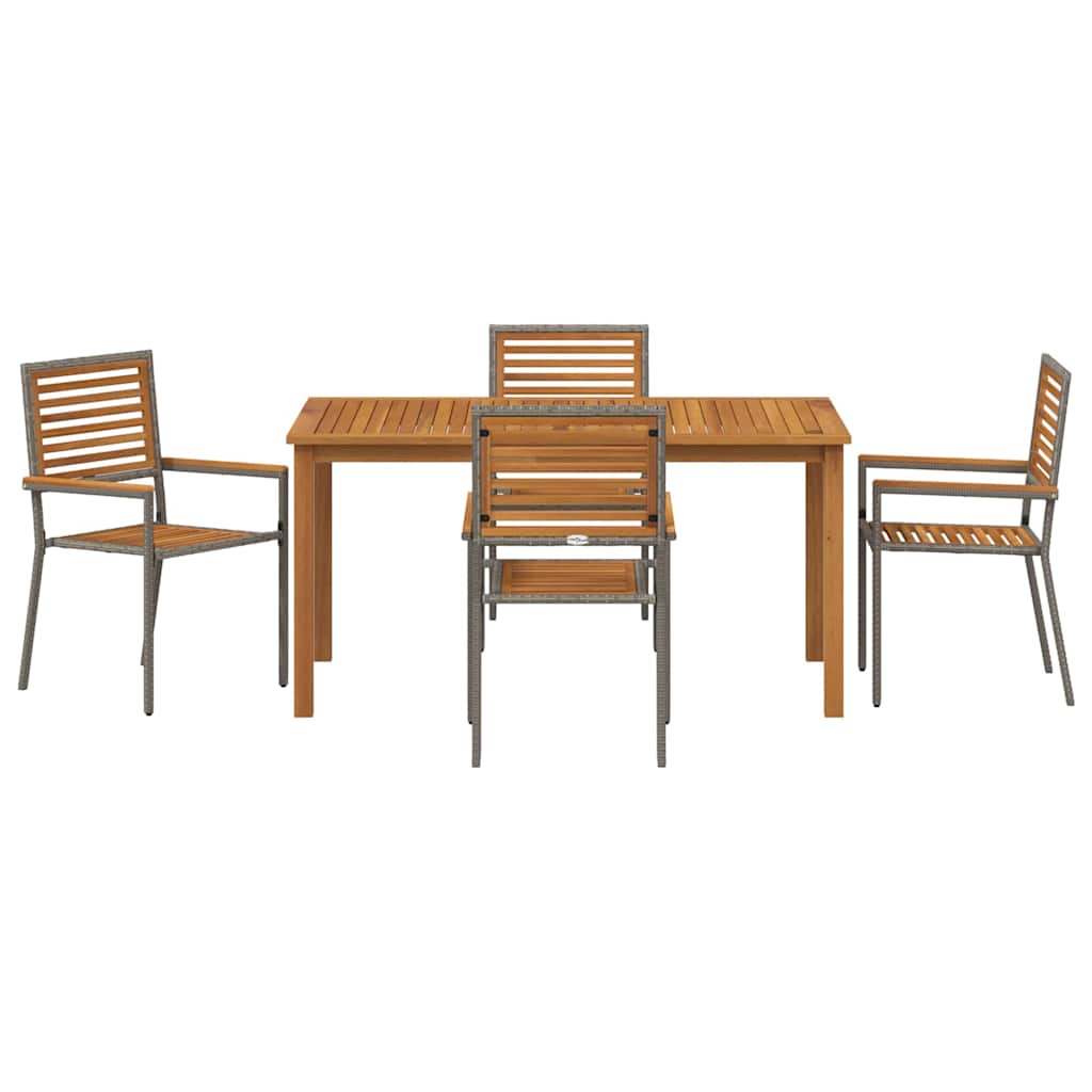 Hage Spisegruppe 5 pcs Grå Solid akasietre vidaXL
