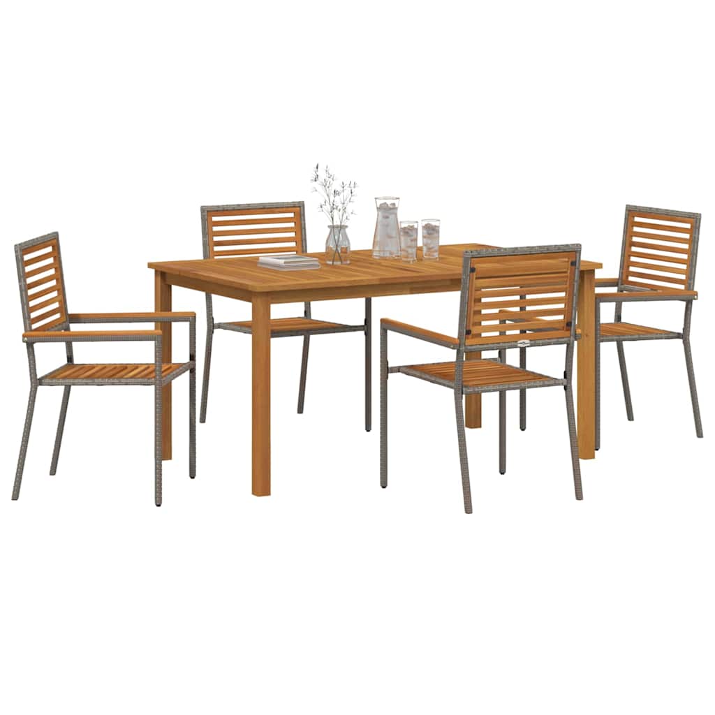 Hage Spisegruppe 5 pcs Grå Solid akasietre vidaXL