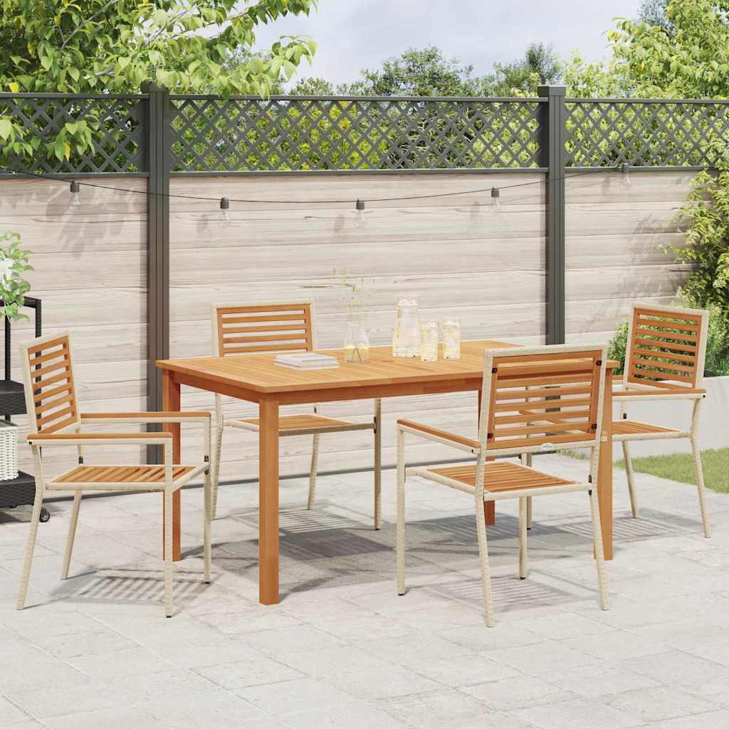 Hage Spisegruppe 5 pcs Beige Solid akasietre vidaXL