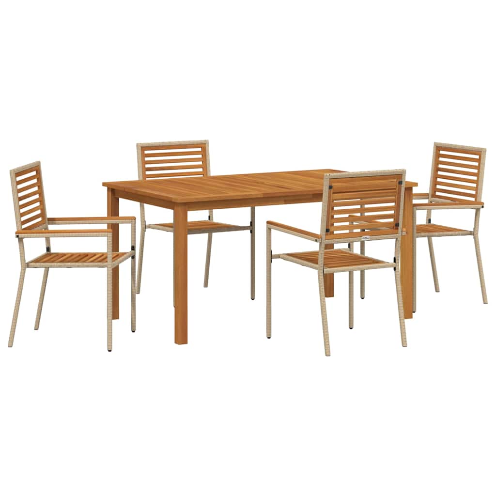 Hage Spisegruppe 5 pcs Beige Solid akasietre vidaXL