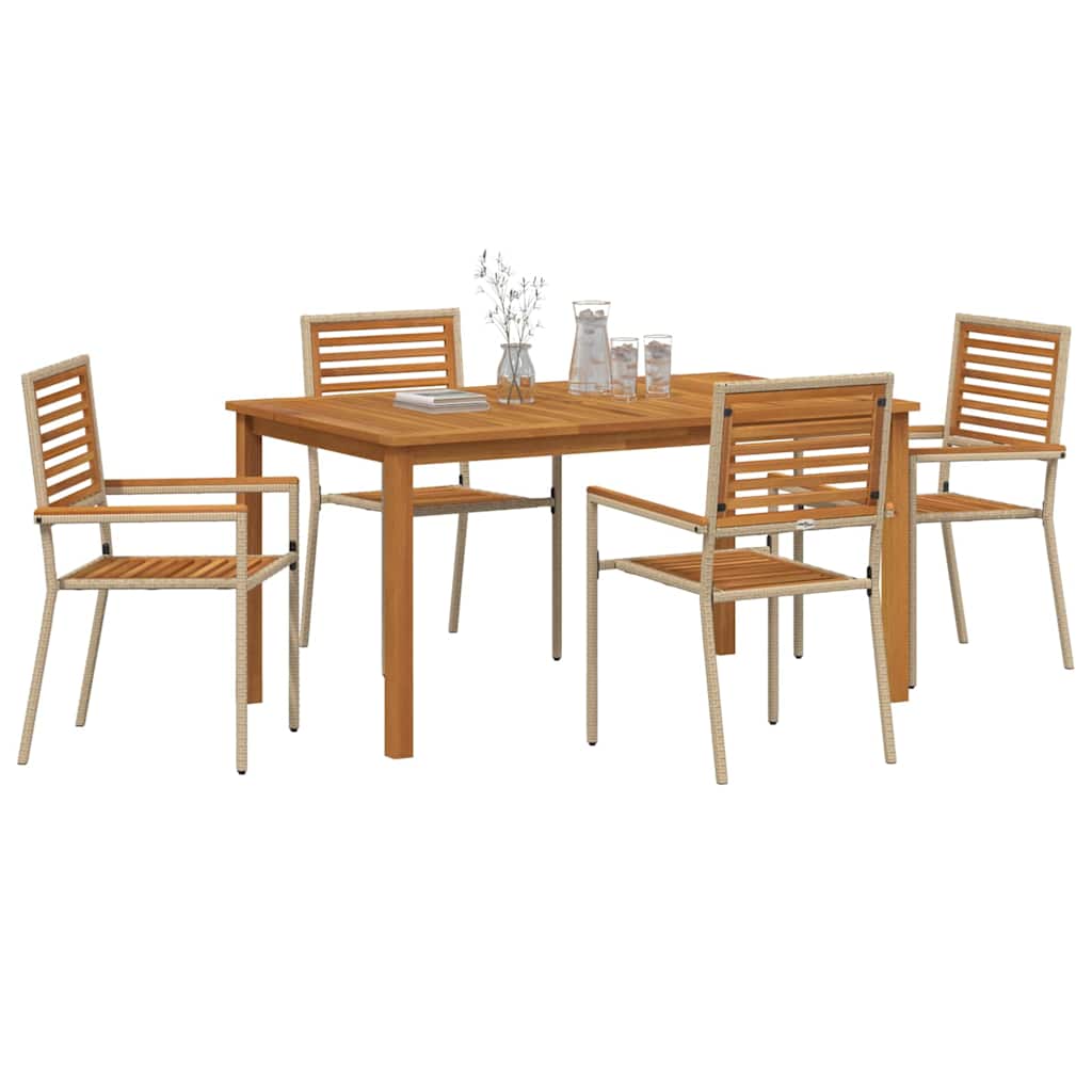 Hage Spisegruppe 5 pcs Beige Solid akasietre vidaXL