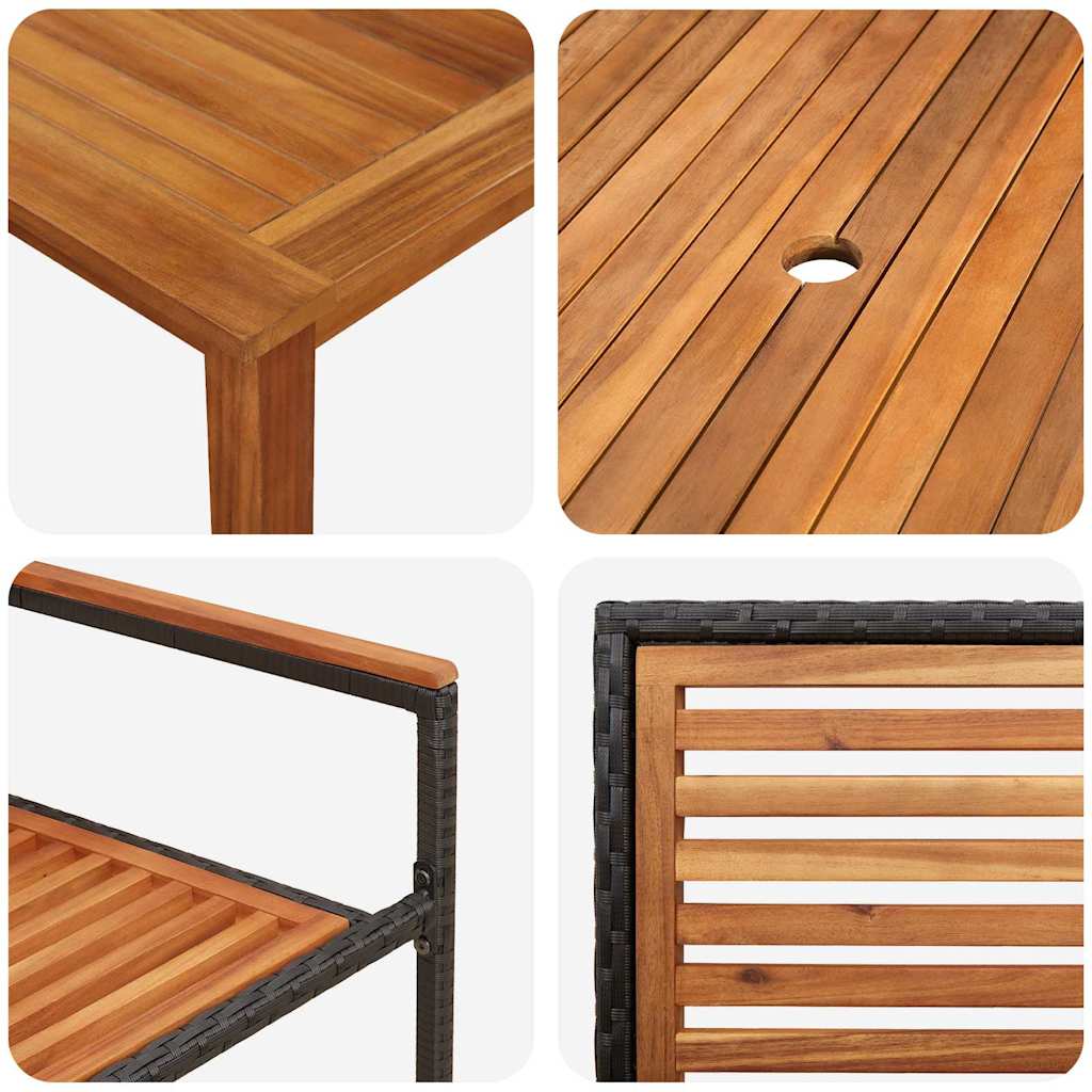 Hage Spisegruppe 7 pcs Svart Solid akasietre vidaXL