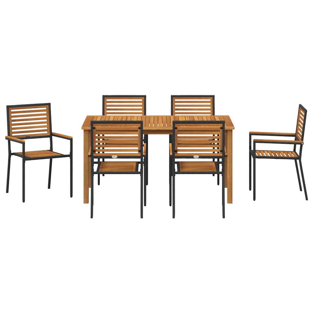 Hage Spisegruppe 7 pcs Svart Solid akasietre vidaXL