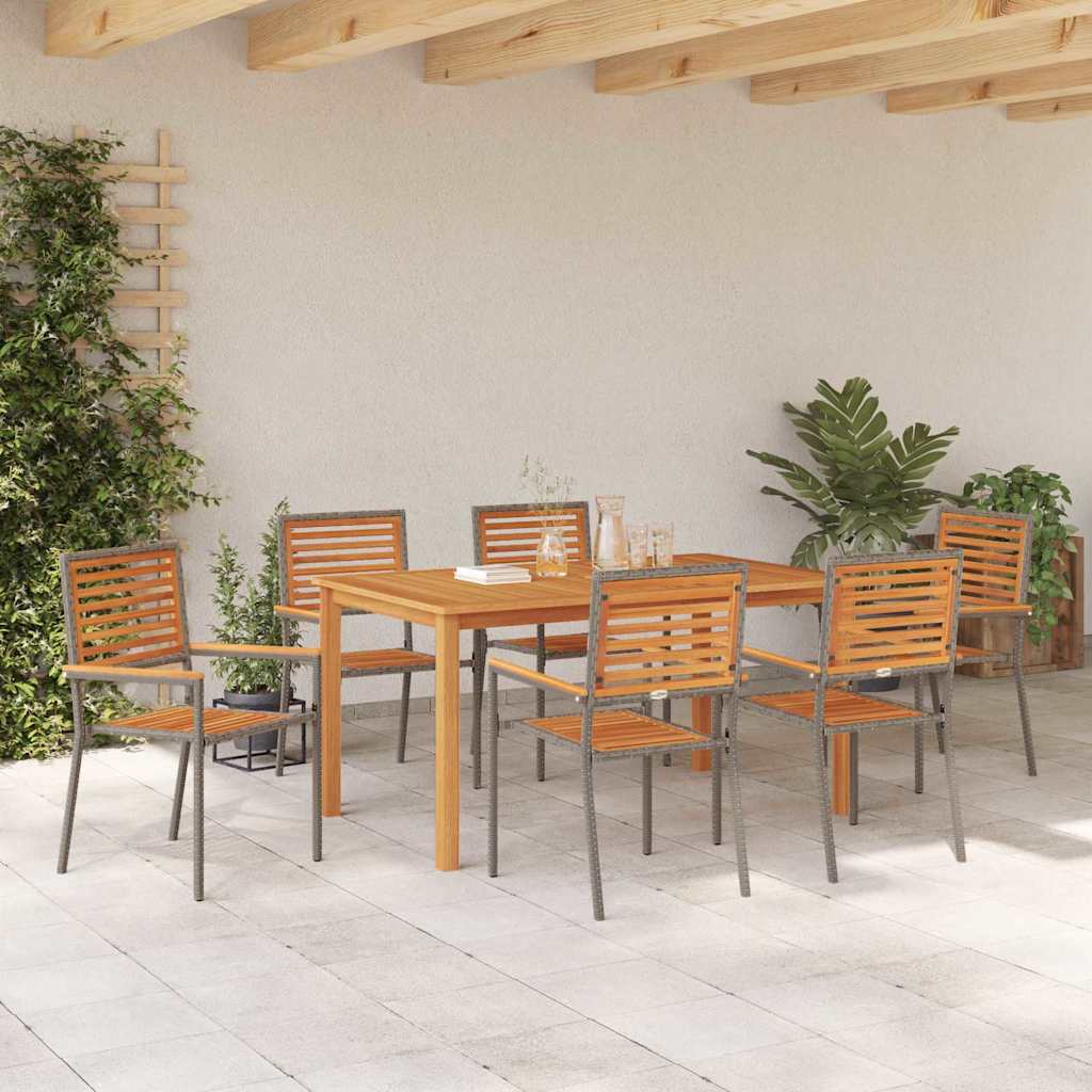 Hage Spisegruppe 7 pcs Grå Solid akasietre vidaXL