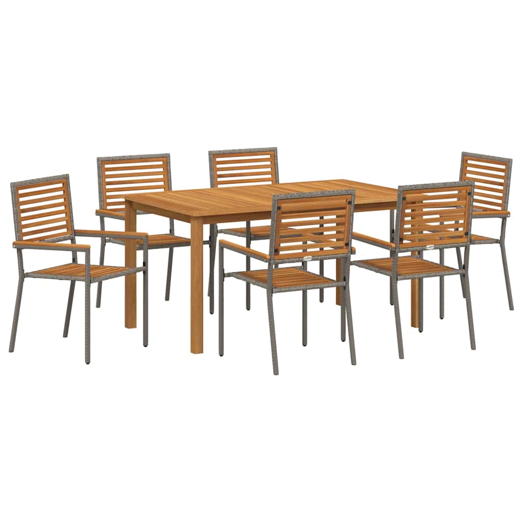 Hage Spisegruppe 7 pcs Grå Solid akasietre vidaXL