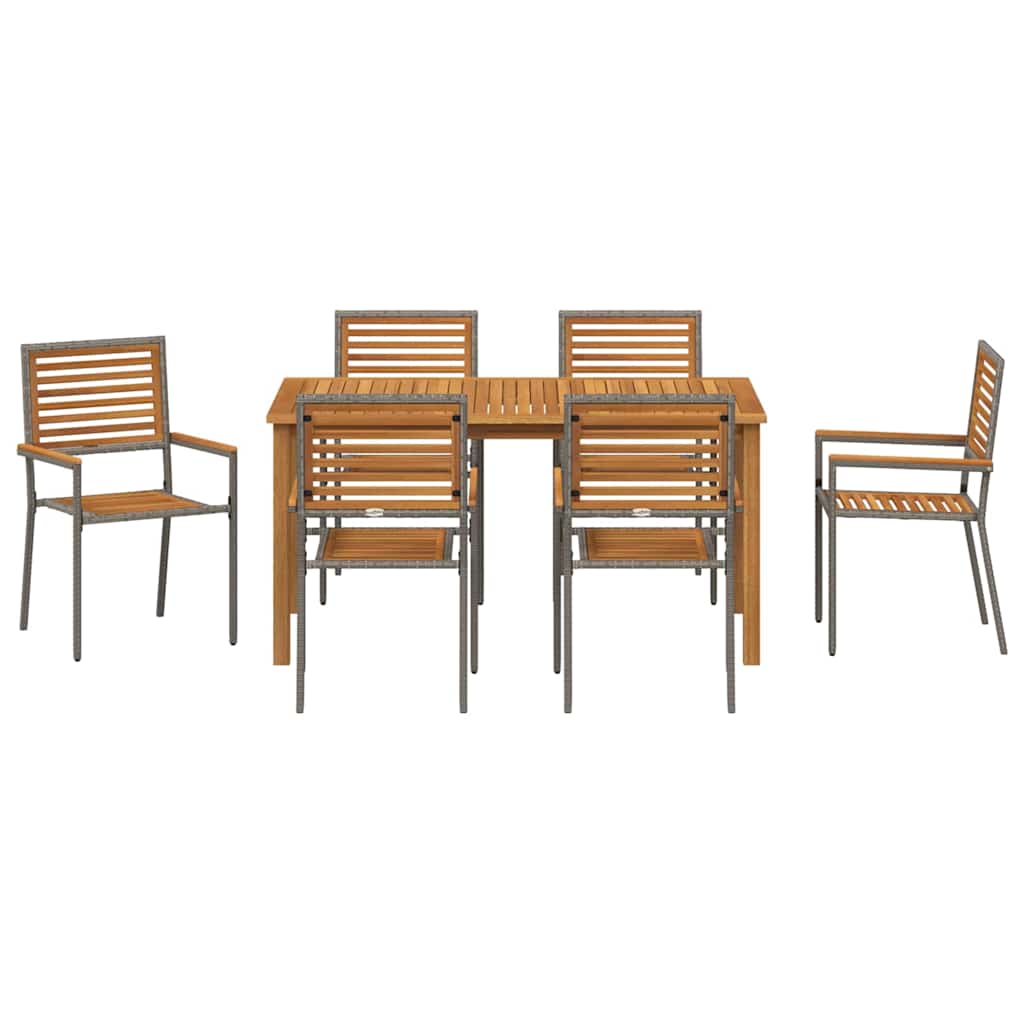 Hage Spisegruppe 7 pcs Grå Solid akasietre vidaXL