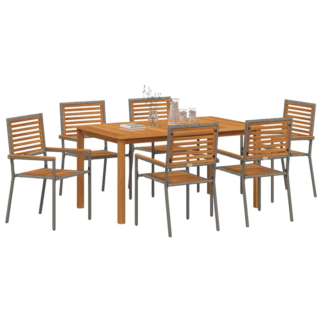 Hage Spisegruppe 7 pcs Grå Solid akasietre vidaXL