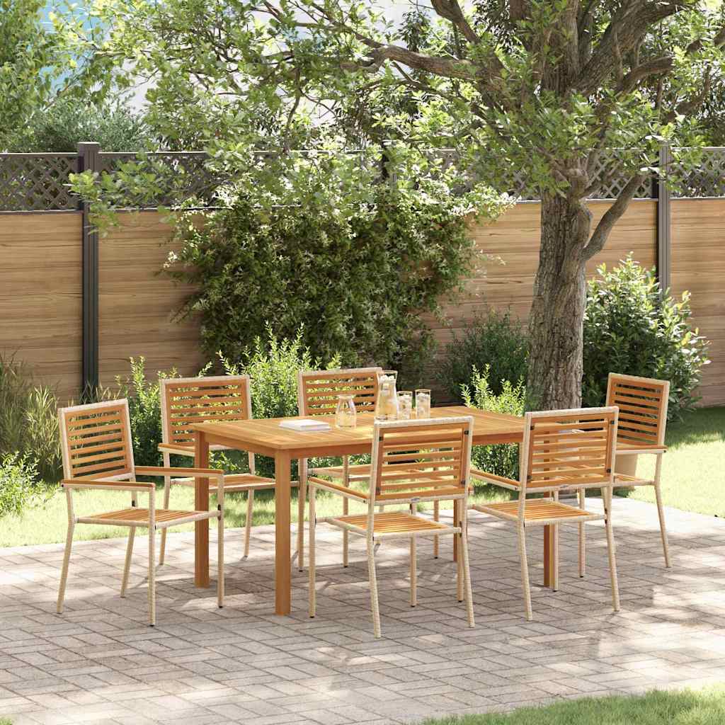 Hage Spisegruppe 7 pcs Beige Solid akasietre vidaXL