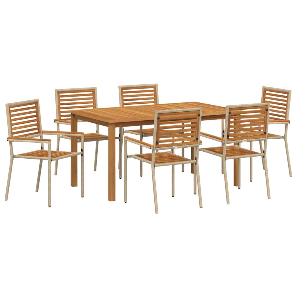 Hage Spisegruppe 7 pcs Beige Solid akasietre vidaXL