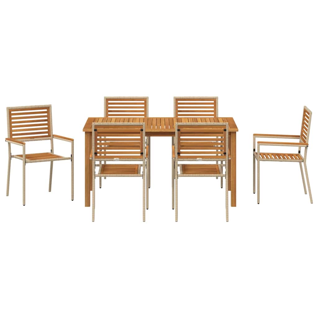 Hage Spisegruppe 7 pcs Beige Solid akasietre vidaXL