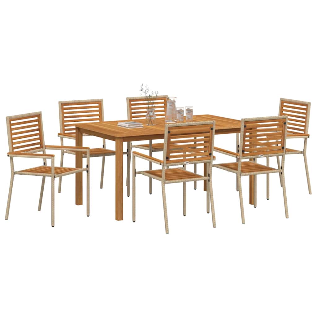 Hage Spisegruppe 7 pcs Beige Solid akasietre vidaXL