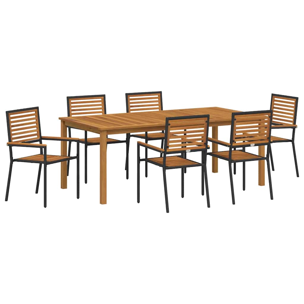 Hage Spisegruppe 7 pcs Svart Solid akasietre