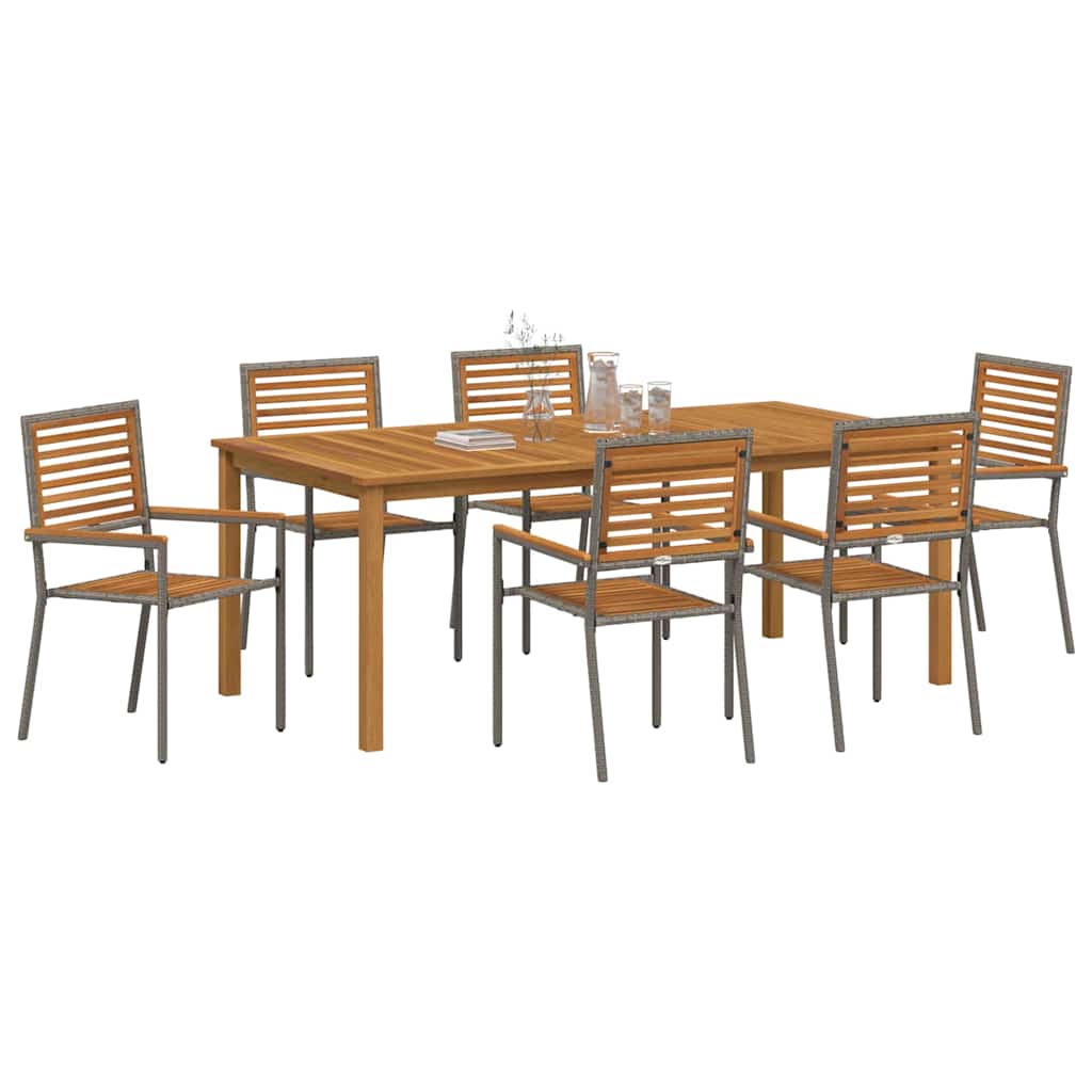 Hage Spisegruppe 7 pcs Grå Solid akasietre