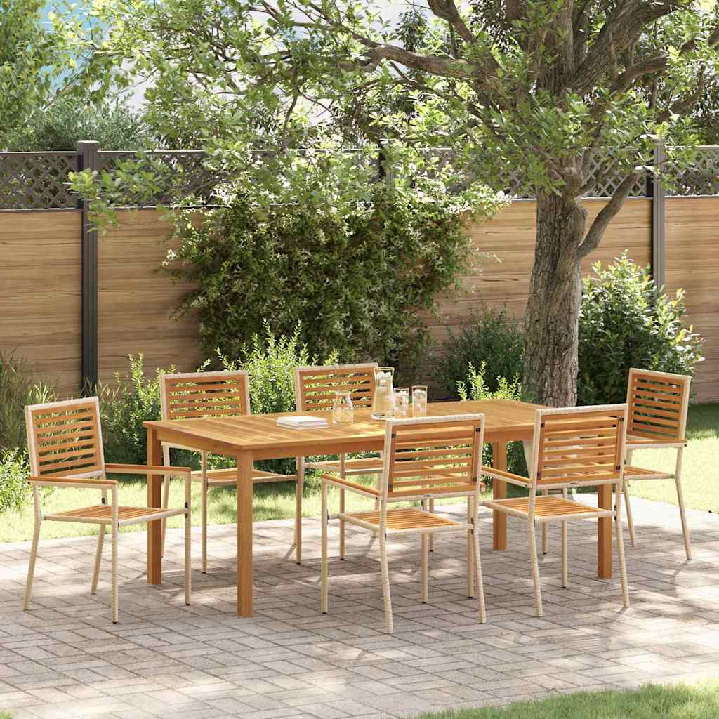 Hage Spisegruppe 7 pcs Beige Solid akasietre