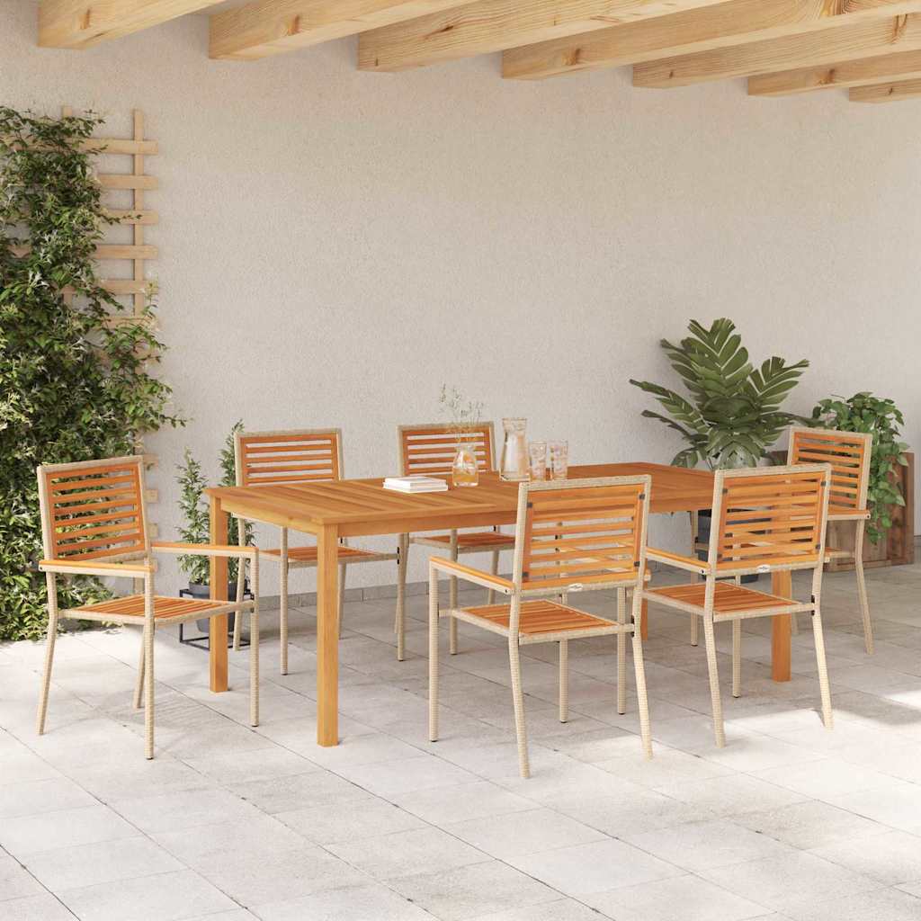Hage Spisegruppe 7 pcs Beige Solid akasietre