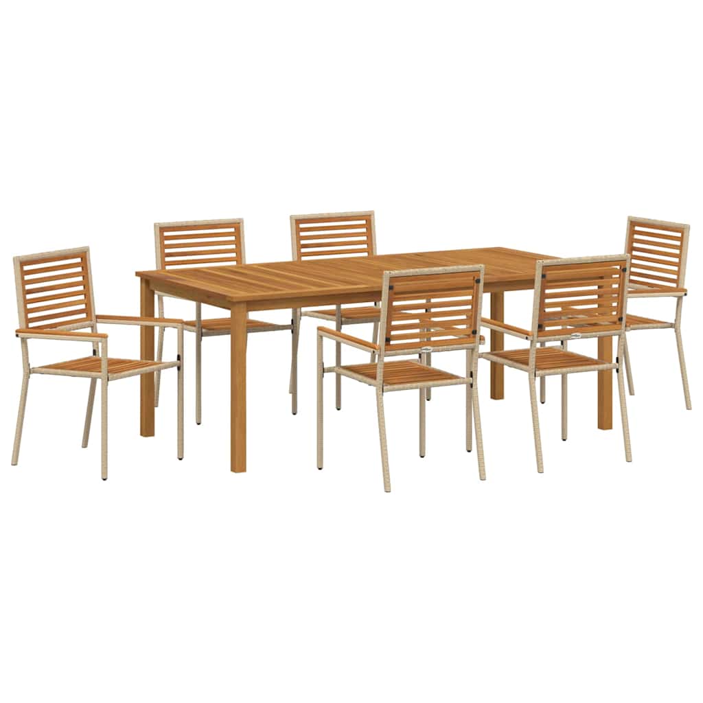 Hage Spisegruppe 7 pcs Beige Solid akasietre