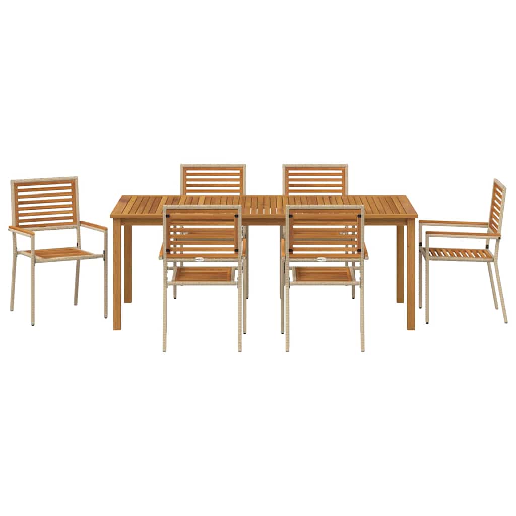 Hage Spisegruppe 7 pcs Beige Solid akasietre