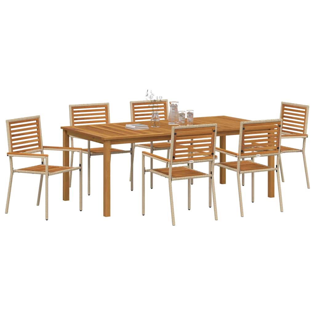 Hage Spisegruppe 7 pcs Beige Solid akasietre