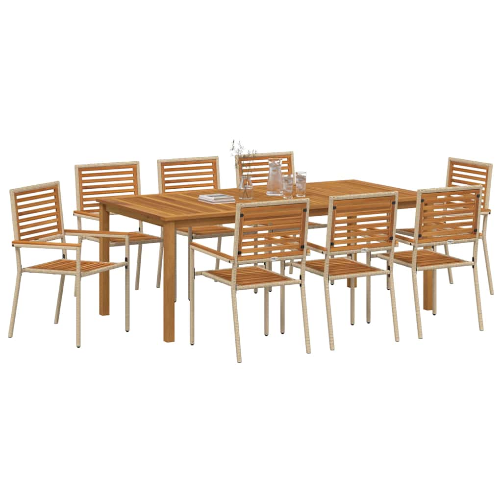 Hage Spisegruppe 9 pcs Beige Solid akasietre