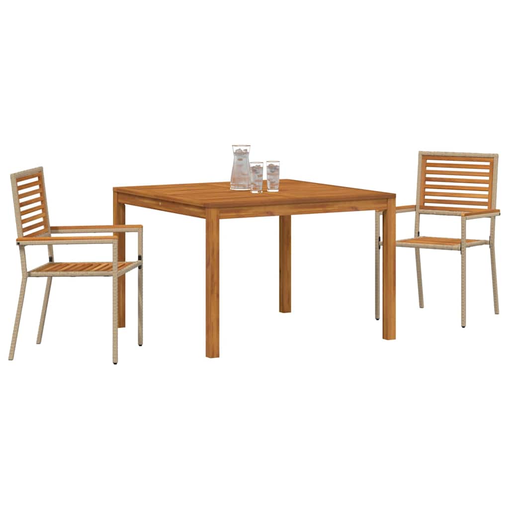 Hage Spisegruppe 3 pcs Beige Solid akasietre