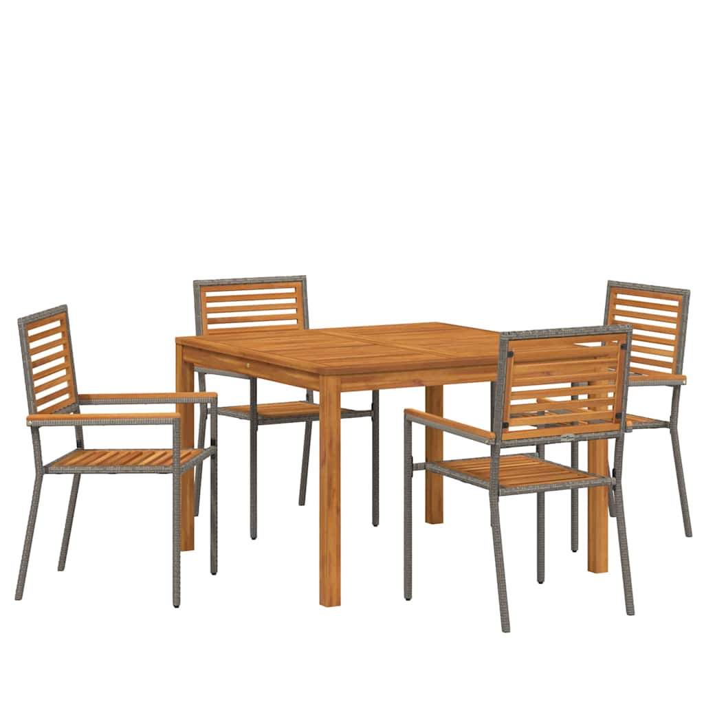 Hage Spisegruppe 5 pcs Grå Solid akasietre