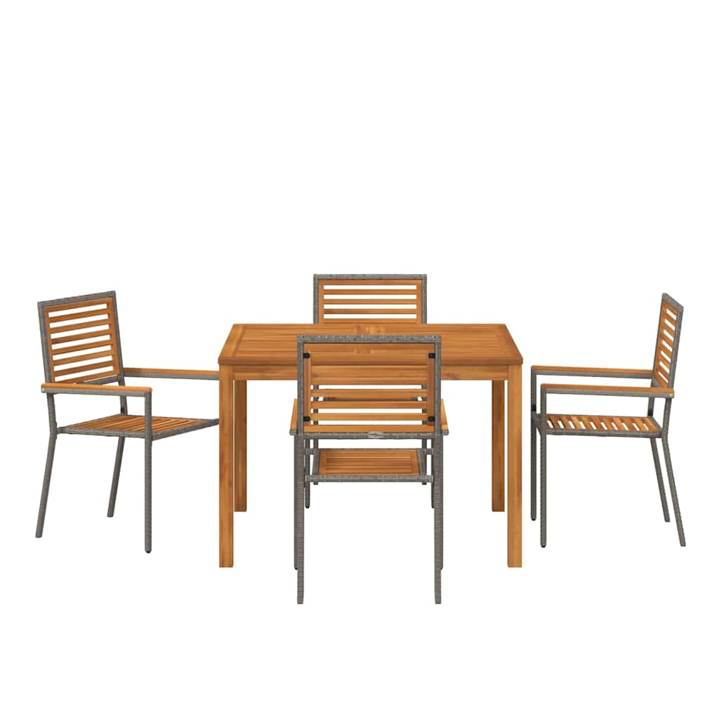 Hage Spisegruppe 5 pcs Grå Solid akasietre