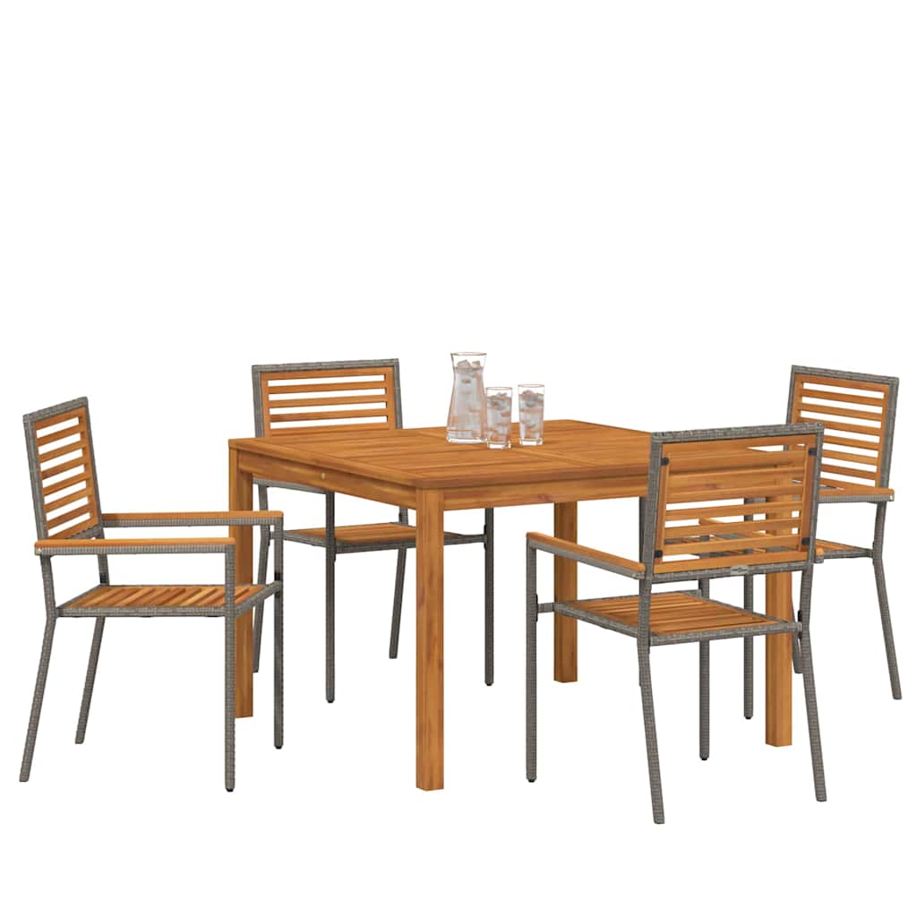 Hage Spisegruppe 5 pcs Grå Solid akasietre