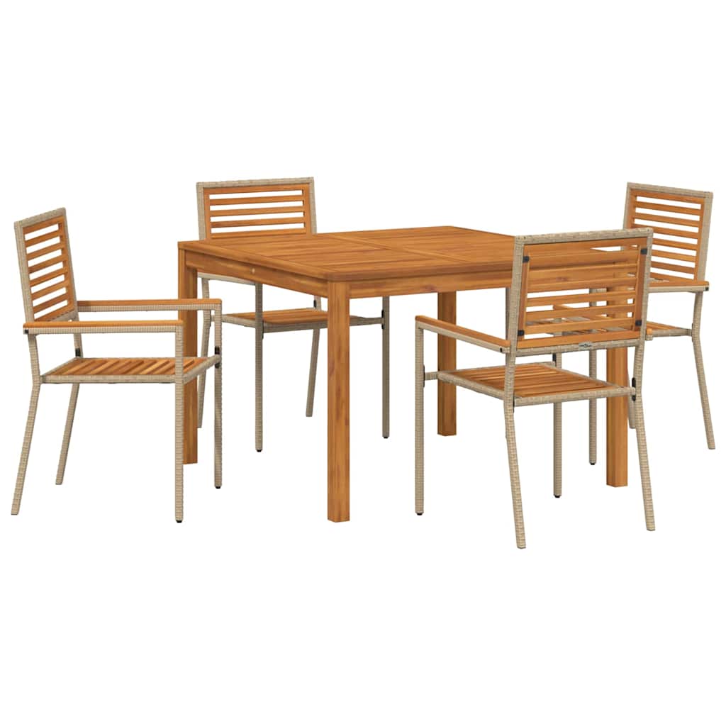 Hage Spisegruppe 5 pcs Beige Solid akasietre