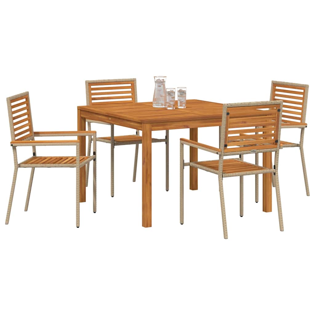 Hage Spisegruppe 5 pcs Beige Solid akasietre