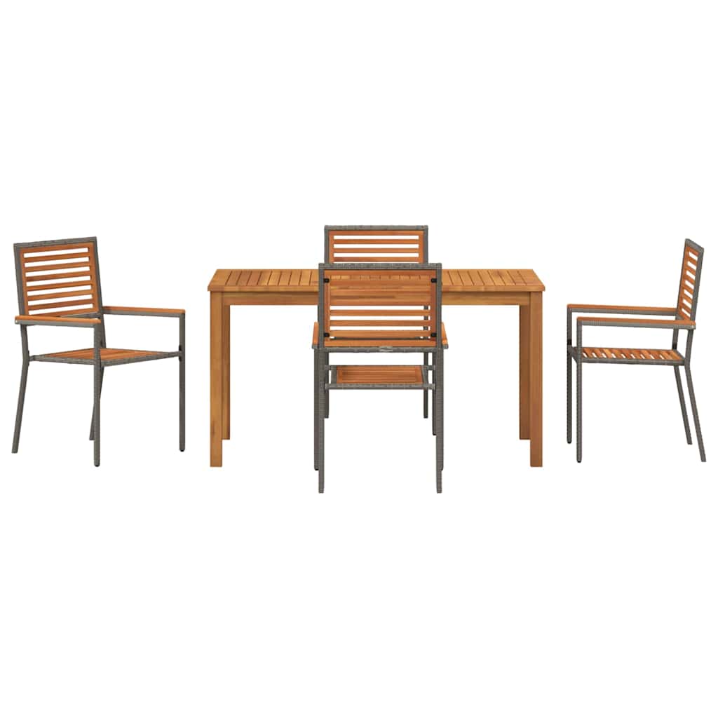 Hage Spisegruppe 5 pcs Grå Solid akasietre