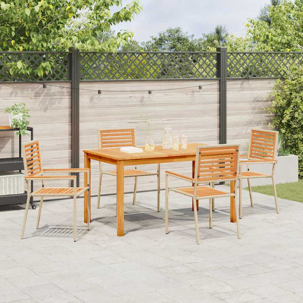 Hage Spisegruppe 5 pcs Beige Solid akasietre