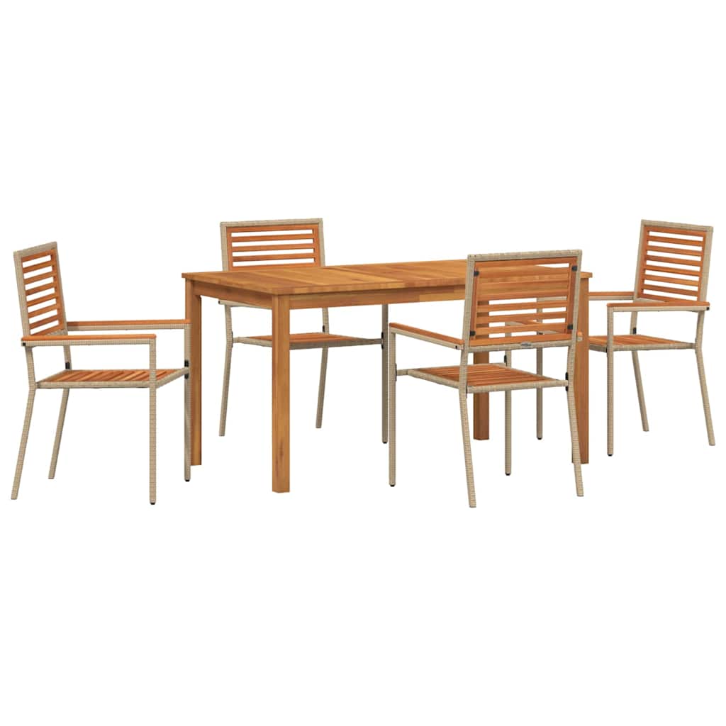 Hage Spisegruppe 5 pcs Beige Solid akasietre