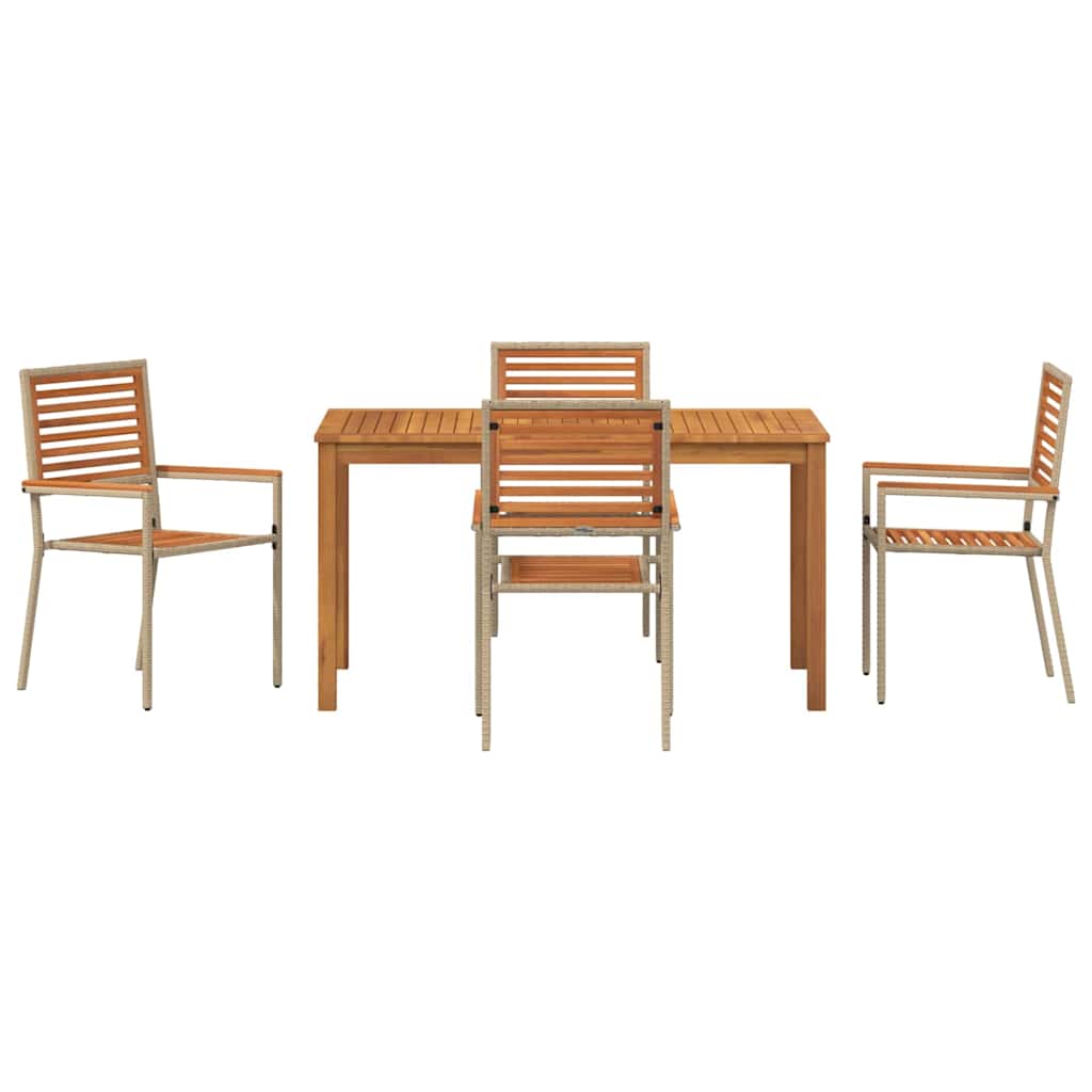 Hage Spisegruppe 5 pcs Beige Solid akasietre