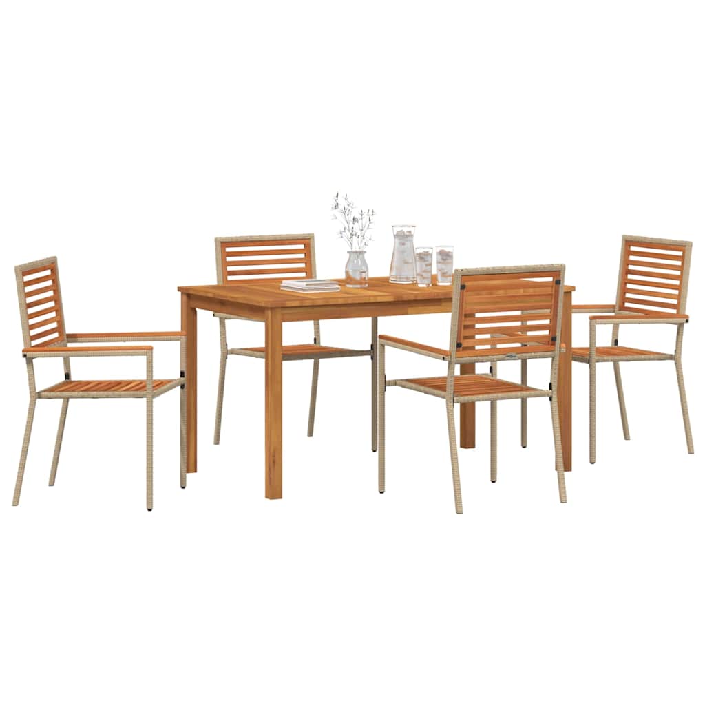 Hage Spisegruppe 5 pcs Beige Solid akasietre