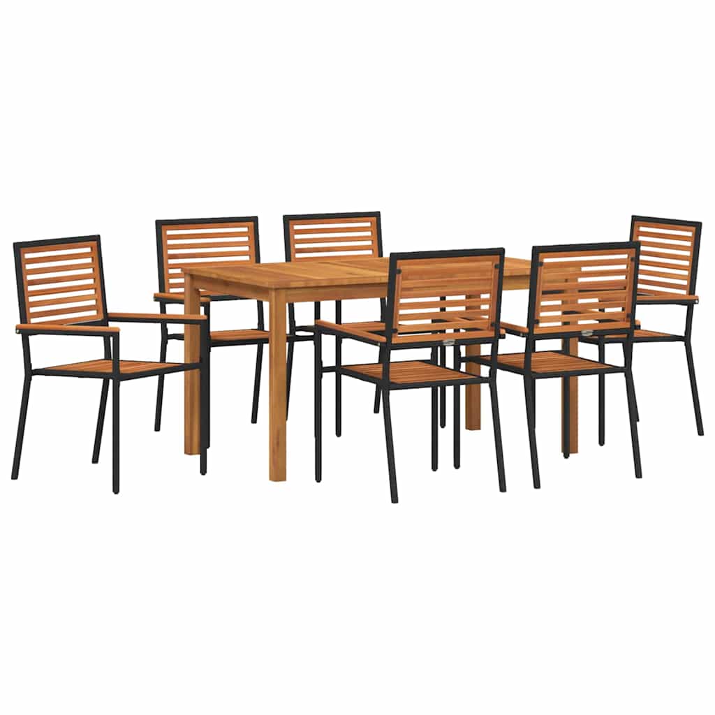 Hage Spisegruppe 7 pcs Svart Solid akasietre