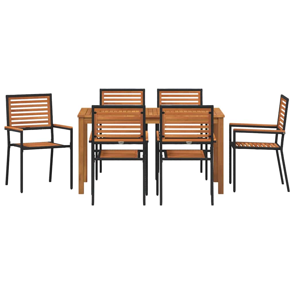 Hage Spisegruppe 7 pcs Svart Solid akasietre