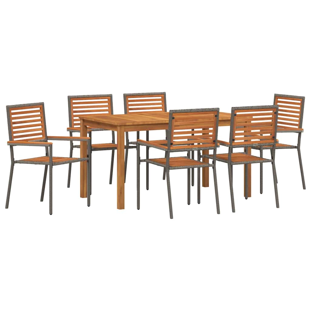 Hage Spisegruppe 7 pcs Grå Solid akasietre