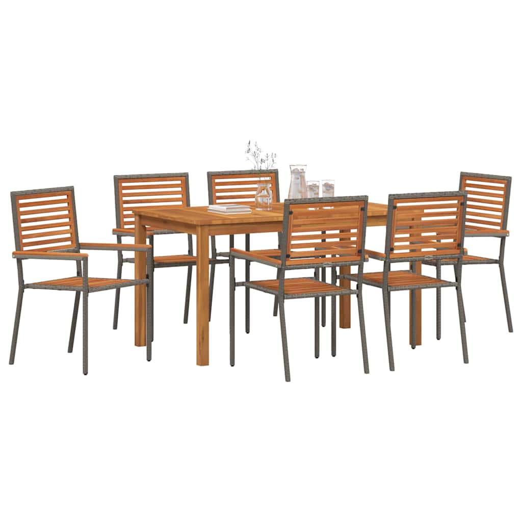 Hage Spisegruppe 7 pcs Grå Solid akasietre