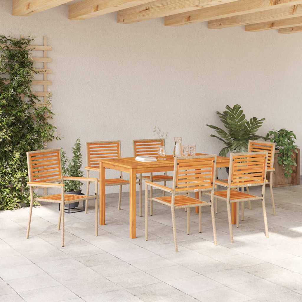 Hage Spisegruppe 7 pcs Beige Solid akasietre