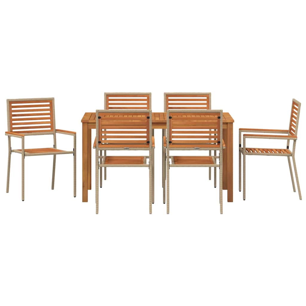 Hage Spisegruppe 7 pcs Beige Solid akasietre