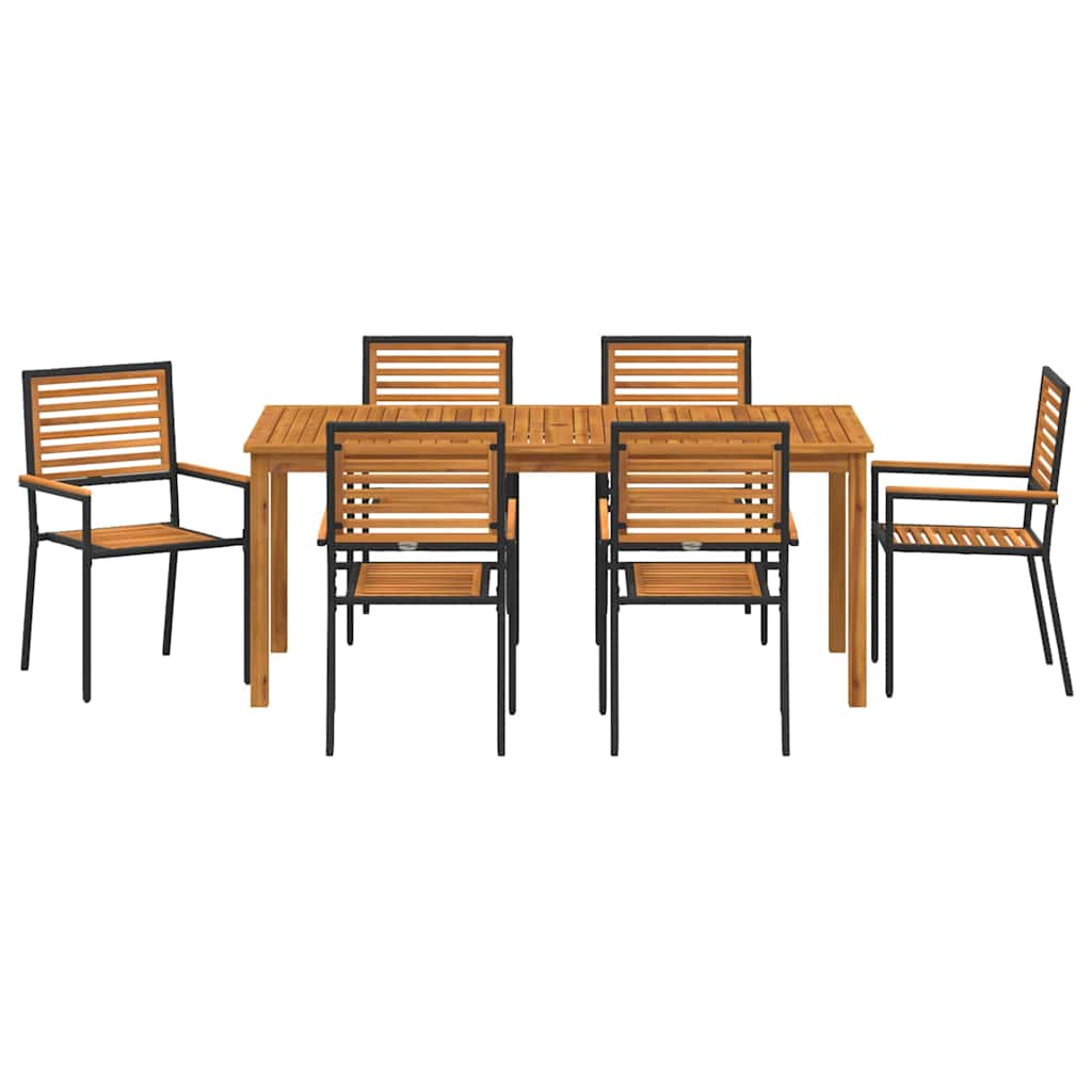Hage Spisegruppe 7 pcs Svart Solid akasietre
