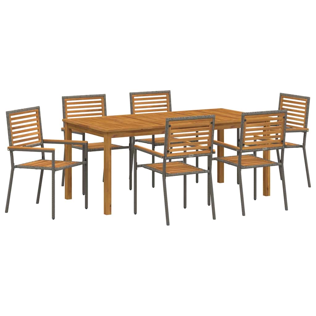 Hage Spisegruppe 7 pcs Grå Solid akasietre