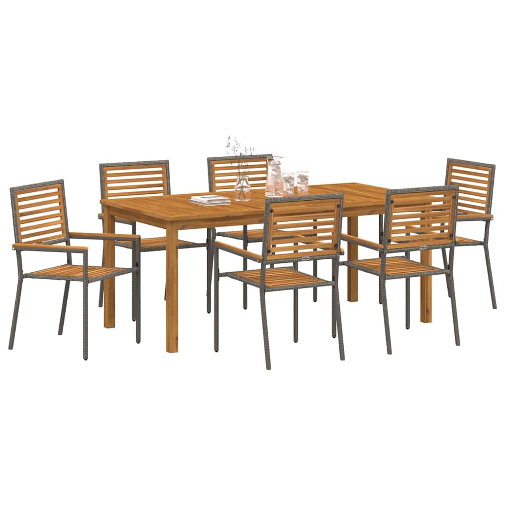 Hage Spisegruppe 7 pcs Grå Solid akasietre
