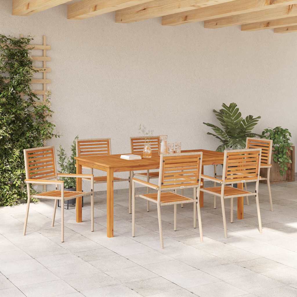 Hage Spisegruppe 7 pcs Beige Solid akasietre