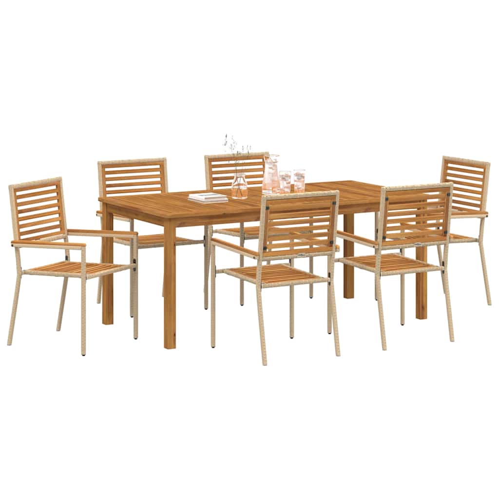 Hage Spisegruppe 7 pcs Beige Solid akasietre